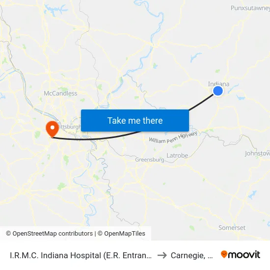 I.R.M.C. Indiana Hospital (E.R. Entrance to Carnegie, PA map