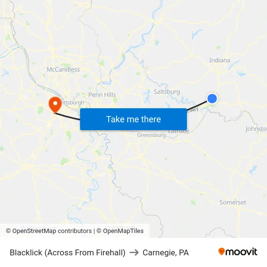 Blacklick (Across From Firehall) to Carnegie, PA map