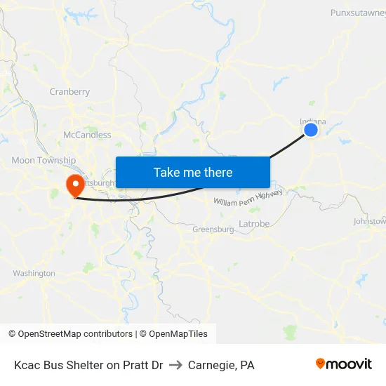 Kcac Bus Shelter on Pratt Dr to Carnegie, PA map