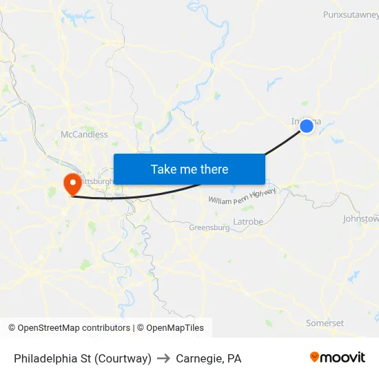 Philadelphia St (Courtway) to Carnegie, PA map