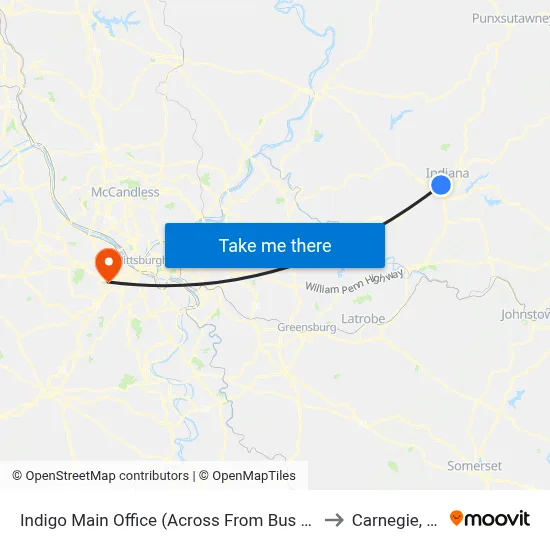 Indigo Main Office (Across From Bus Shel to Carnegie, PA map