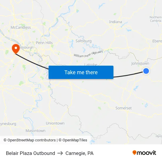 Belair Plaza Outbound to Carnegie, PA map