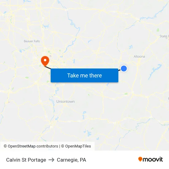 Calvin St Portage to Carnegie, PA map