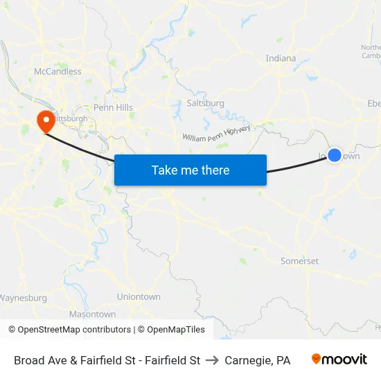 Broad Ave & Fairfield St - Fairfield St to Carnegie, PA map