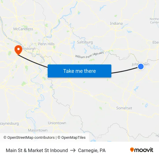 Main St & Market St Inbound to Carnegie, PA map