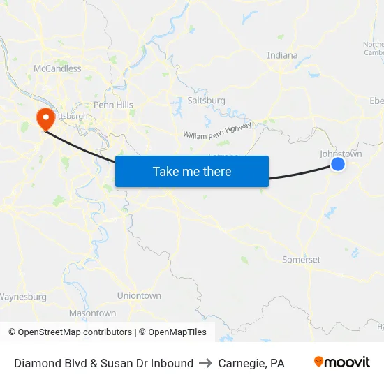 Diamond Blvd & Susan Dr Inbound to Carnegie, PA map