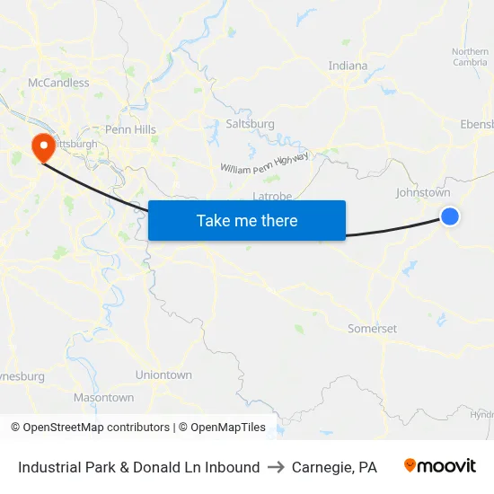 Industrial Park & Donald Ln Inbound to Carnegie, PA map