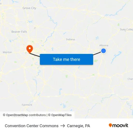 Convention Center Commons to Carnegie, PA map