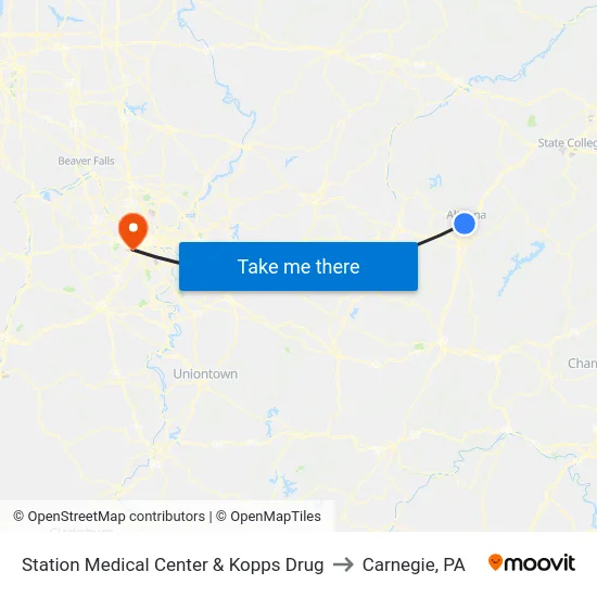 Station Medical Center & Kopps Drug to Carnegie, PA map