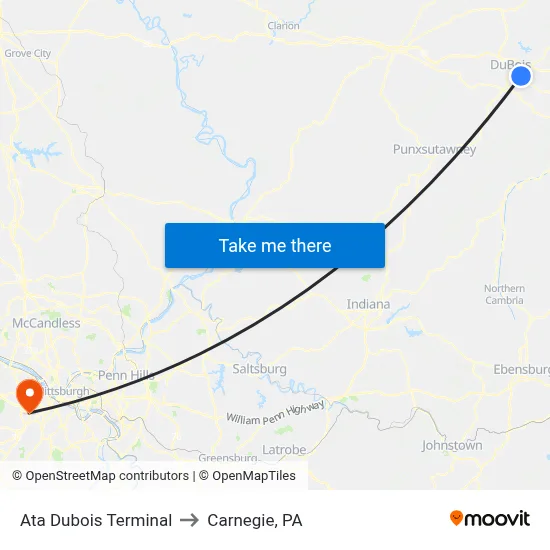 Ata Dubois Terminal to Carnegie, PA map