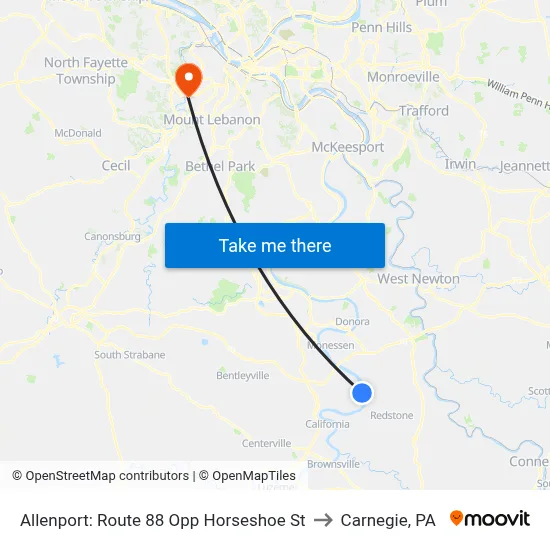 Allenport: Route 88 Opp Horseshoe St to Carnegie, PA map