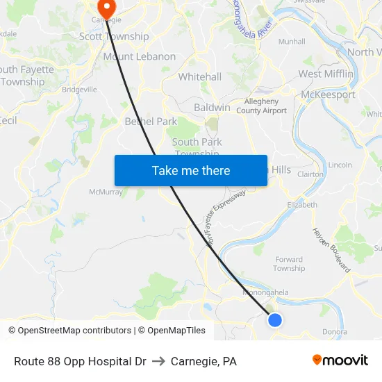 Route 88 Opp Hospital Dr to Carnegie, PA map