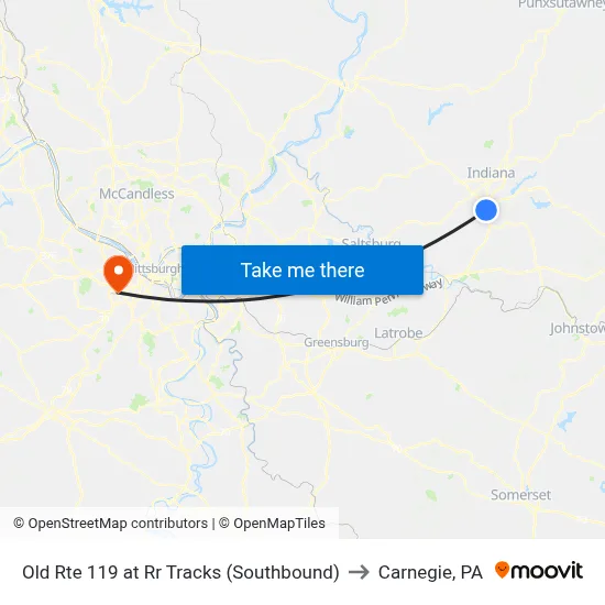 Old Rte 119 at Rr Tracks (Southbound) to Carnegie, PA map