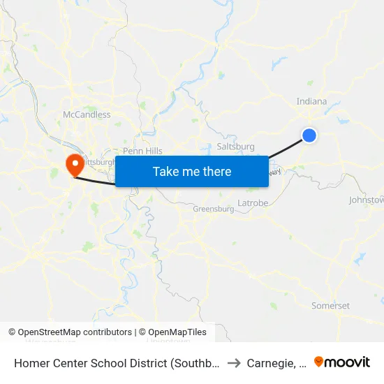 Homer Center School District (Southbound to Carnegie, PA map