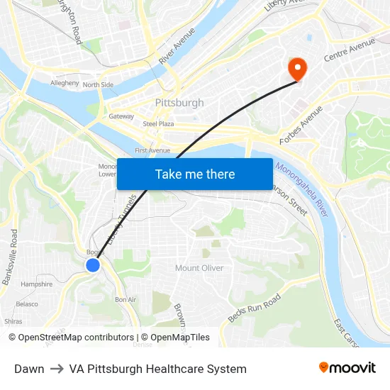 Dawn to VA Pittsburgh Healthcare System map