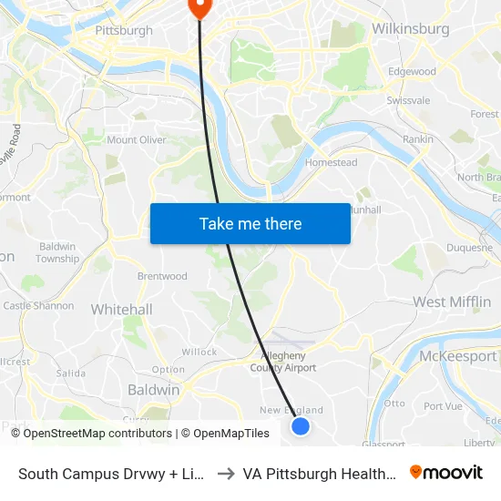 South Campus Drvwy + Library Entrance to VA Pittsburgh Healthcare System map