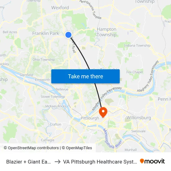 Blazier + Giant Eagle to VA Pittsburgh Healthcare System map
