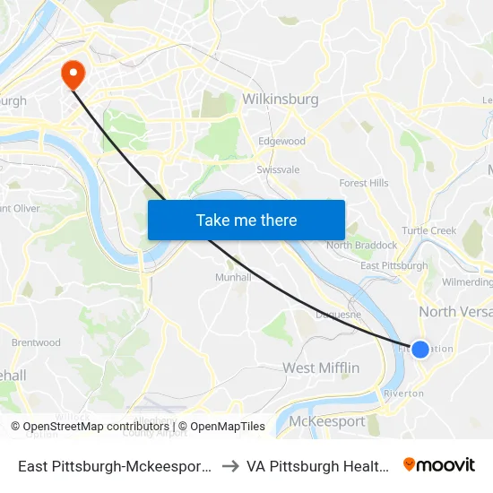 East Pittsburgh-Mckeesport Blvd + the Lane to VA Pittsburgh Healthcare System map