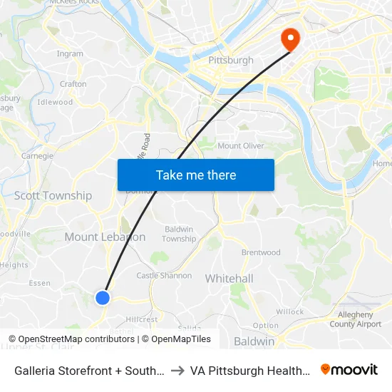 Galleria Storefront + Southeast Entrance to VA Pittsburgh Healthcare System map