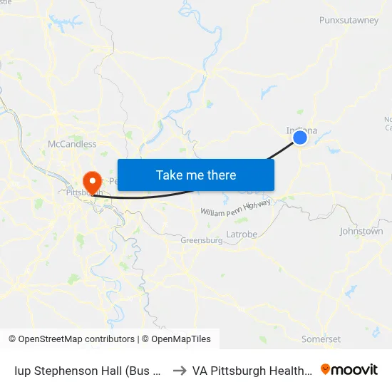 Iup Stephenson Hall (Bus Stop on Maple - to VA Pittsburgh Healthcare System map