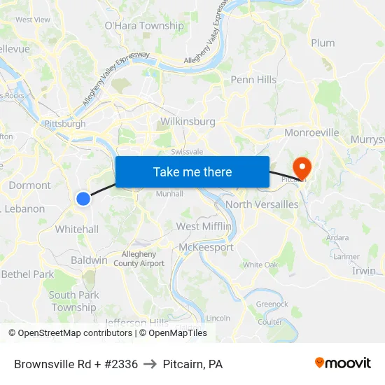 Brownsville Rd + #2336 to Pitcairn, PA map