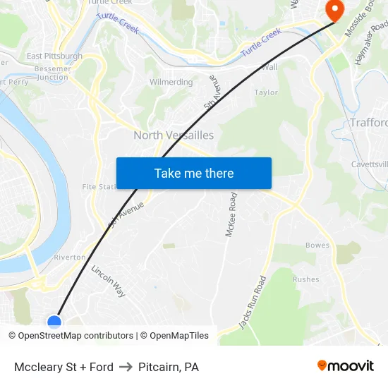 Mccleary St + Ford to Pitcairn, PA map