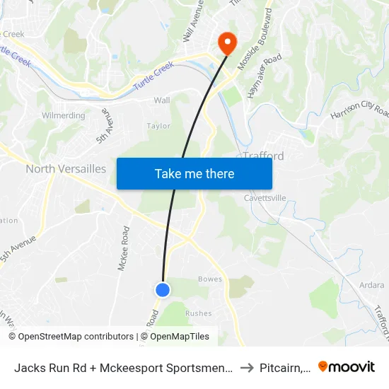 Jacks Run Rd + Mckeesport Sportsmens Assoc to Pitcairn, PA map
