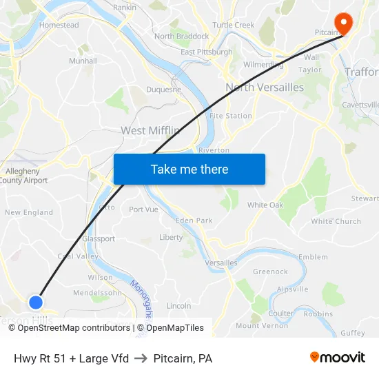 Hwy Rt 51 + Large Vfd to Pitcairn, PA map