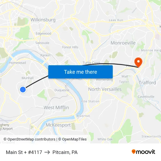 Main St + #4117 to Pitcairn, PA map