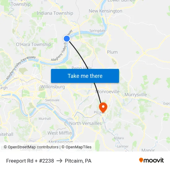 Freeport Rd + #2238 to Pitcairn, PA map