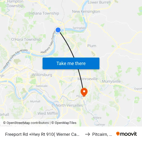 Freeport Rd +Hwy Rt 910( Werner Camp) to Pitcairn, PA map