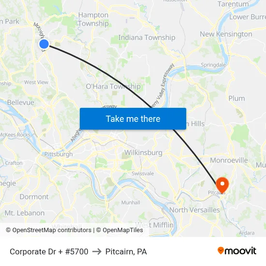 Corporate Dr + #5700 to Pitcairn, PA map