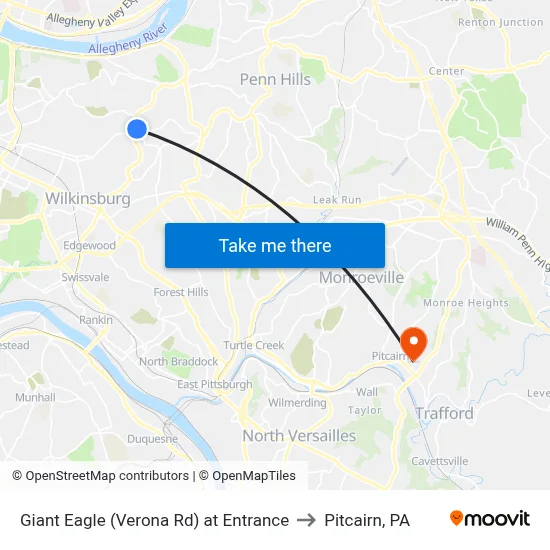 Giant Eagle (Verona Rd) at Entrance to Pitcairn, PA map