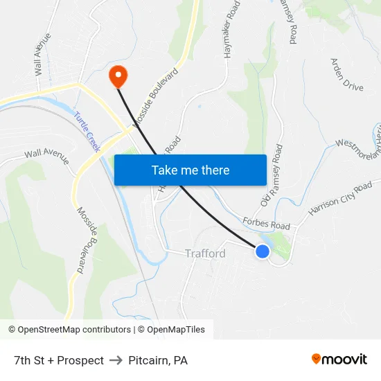 7th St + Prospect to Pitcairn, PA map