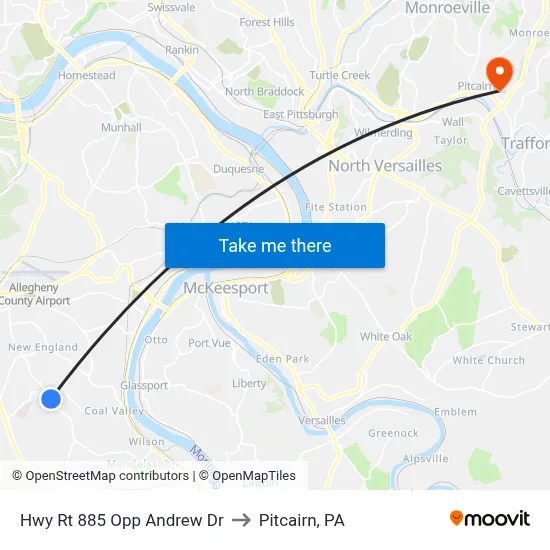 Hwy Rt 885 Opp Andrew Dr to Pitcairn, PA map