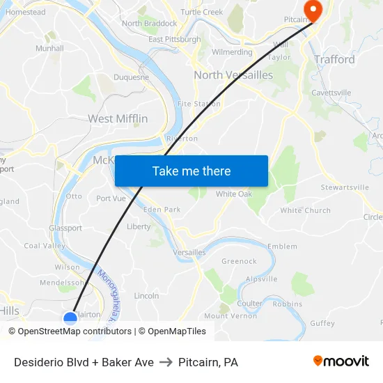 Desiderio Blvd + Baker Ave to Pitcairn, PA map
