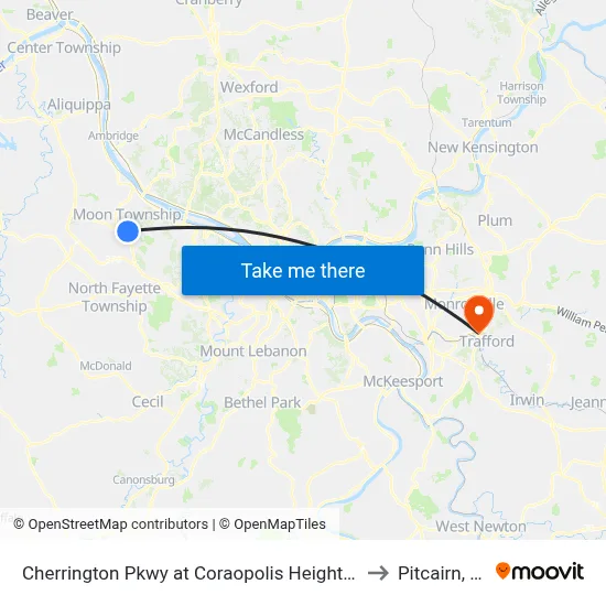 Cherrington Pkwy at Coraopolis Heights Rd to Pitcairn, PA map
