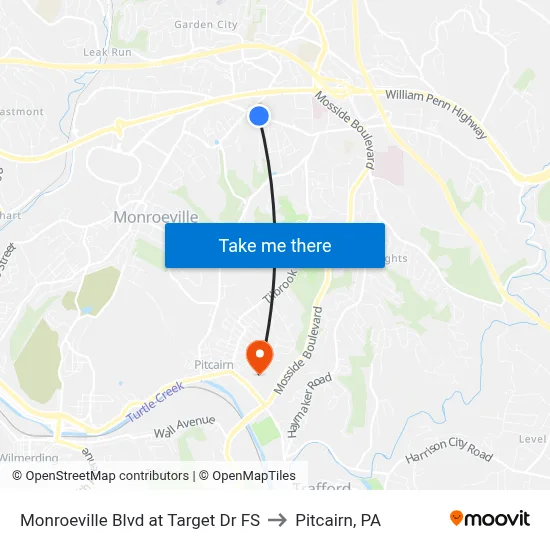 Monroeville Blvd at Target Dr FS to Pitcairn, PA map