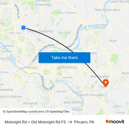 Mcknight Rd + Old Mcknight Rd FS to Pitcairn, PA map