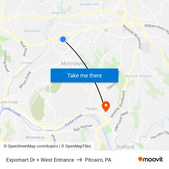 Expomart Dr + West Entrance to Pitcairn, PA map