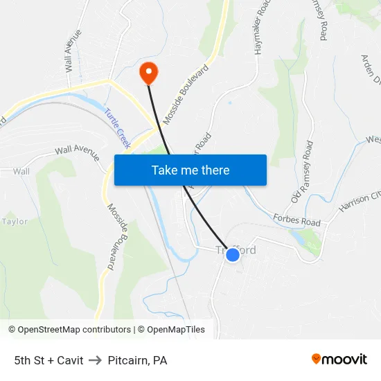 5th St + Cavit to Pitcairn, PA map