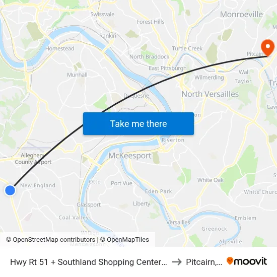 Hwy Rt 51 + Southland Shopping Center Entrance to Pitcairn, PA map