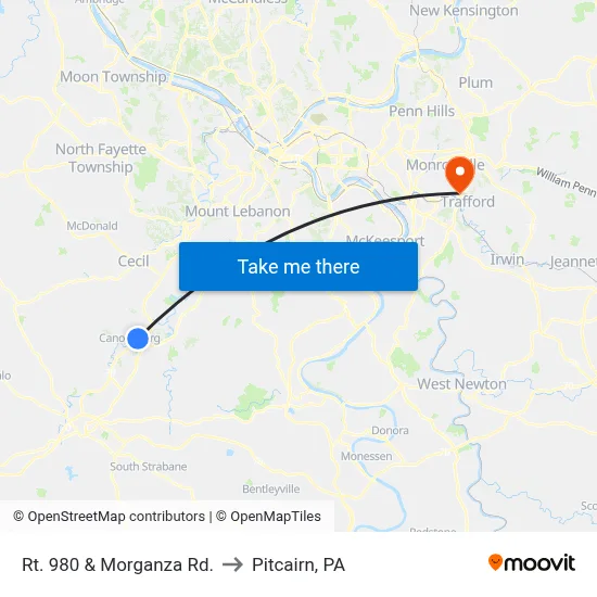 Rt. 980 & Morganza Rd. to Pitcairn, PA map