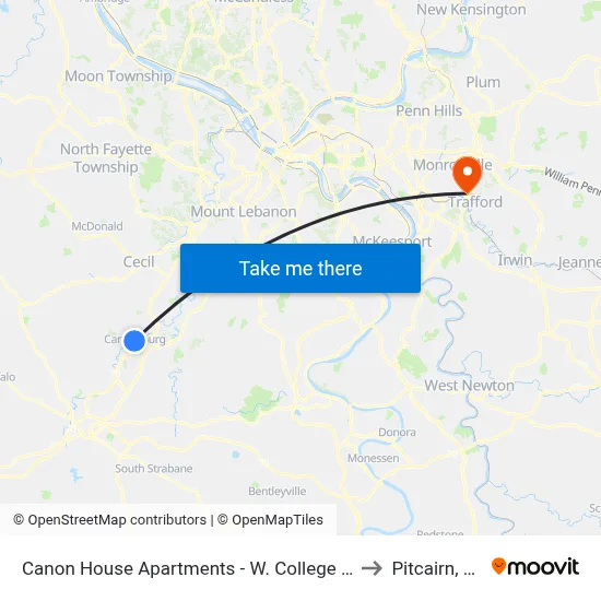 Canon House Apartments - W. College St. to Pitcairn, PA map