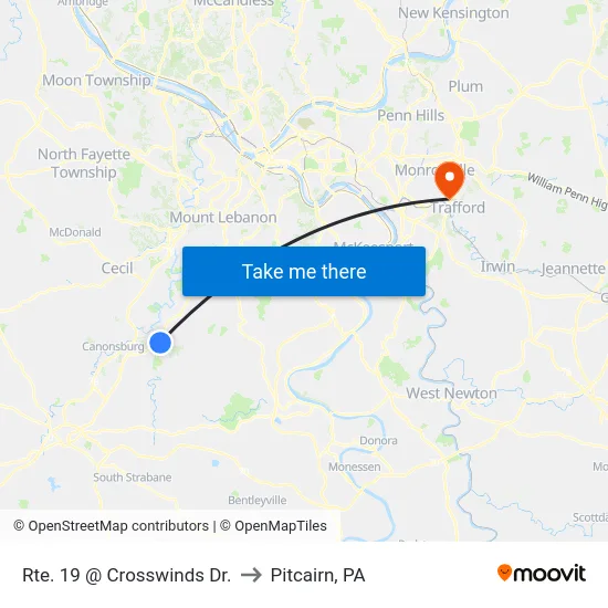 Rte. 19 @ Crosswinds Dr. to Pitcairn, PA map
