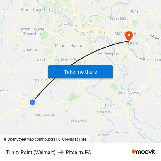 Trinity Point (Walmart) to Pitcairn, PA map