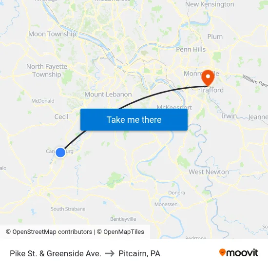 Pike St. & Greenside Ave. to Pitcairn, PA map