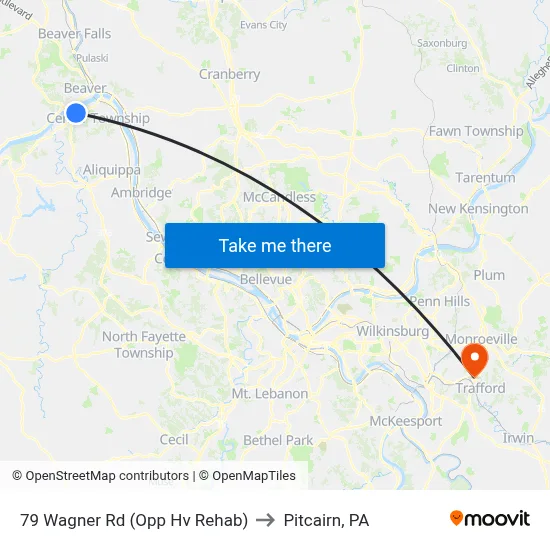 79 Wagner Rd (Opp Hv Rehab) to Pitcairn, PA map