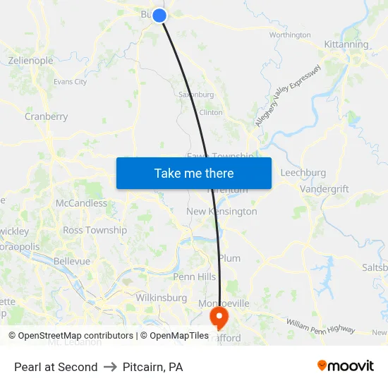 Pearl at Second to Pitcairn, PA map