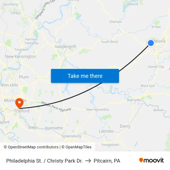 Philadelphia St. / Christy Park Dr. to Pitcairn, PA map